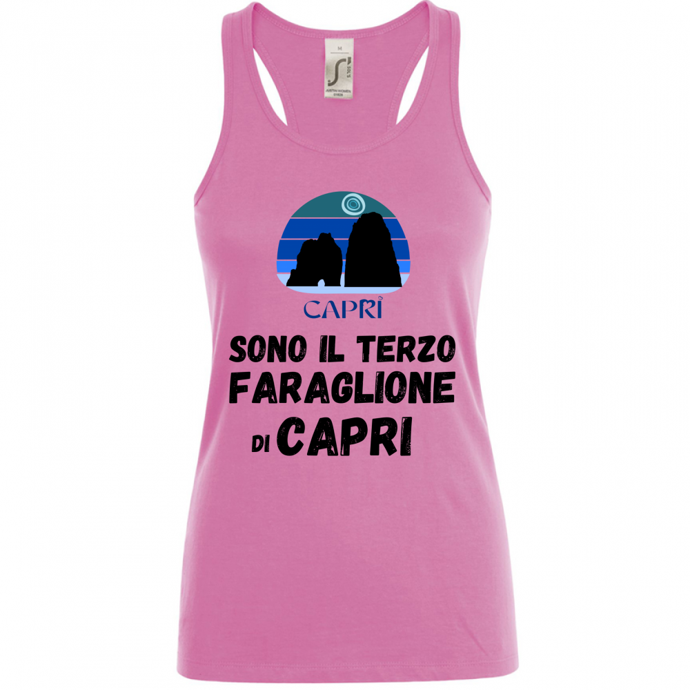 Canotta Donna SONO IL TERZO FARAGLIONE DI CAPRI SCRITTA NERA