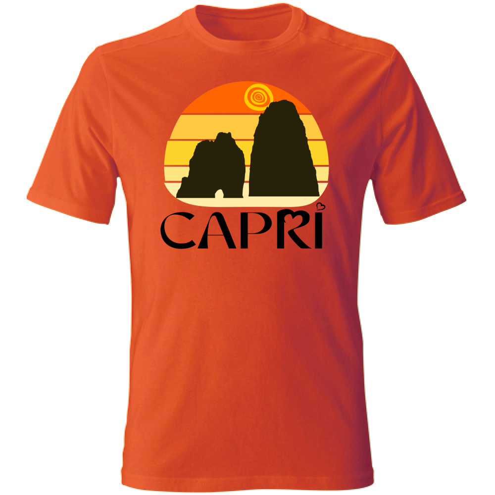 T-Shirt Unisex CAPRI TRAMONTO VINTAGE SCRITTA NERA