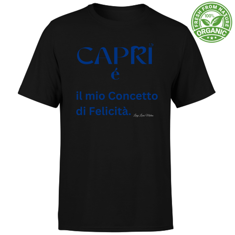 T-Shirt Unisex Organic Capri é il mio concetto di Felicità scritta Blue