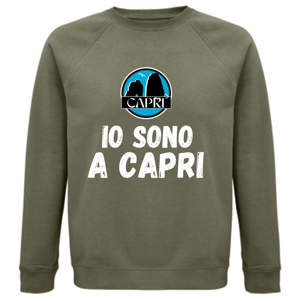 Felpa Unisex Organica IO SONO A CAPRI SCRITTA BIANCA