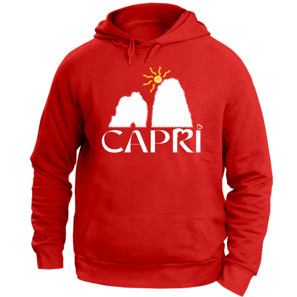 Felpa Unisex con Cappuccio CAPRI HAPPY FARAGLIONI WHITE