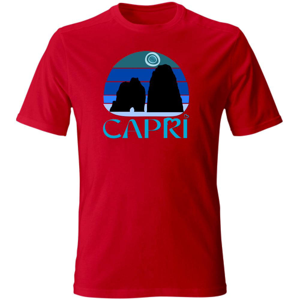 T-Shirt Unisex CAPRI VINTAGE TRAMONTO AZZURRATO