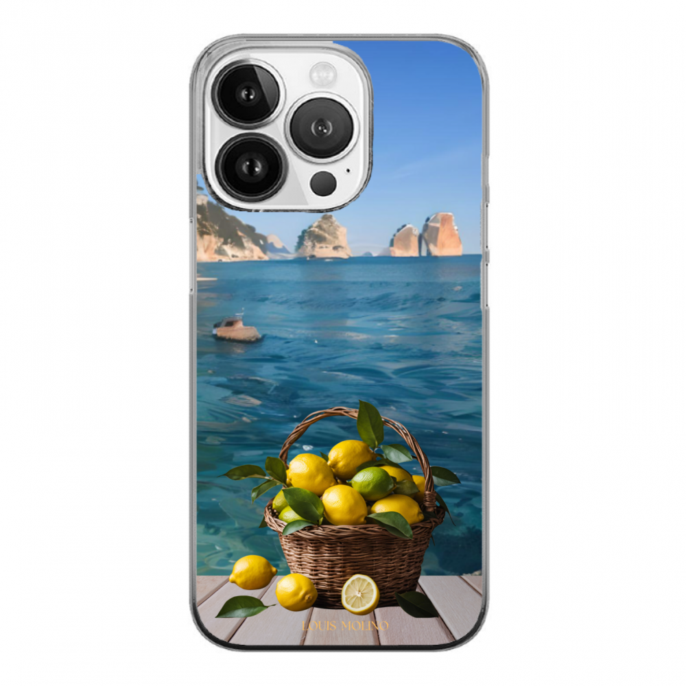 Cover Gomma iPhone 15 Pro LEMON  FARAGLIONI PAINT CAPRI