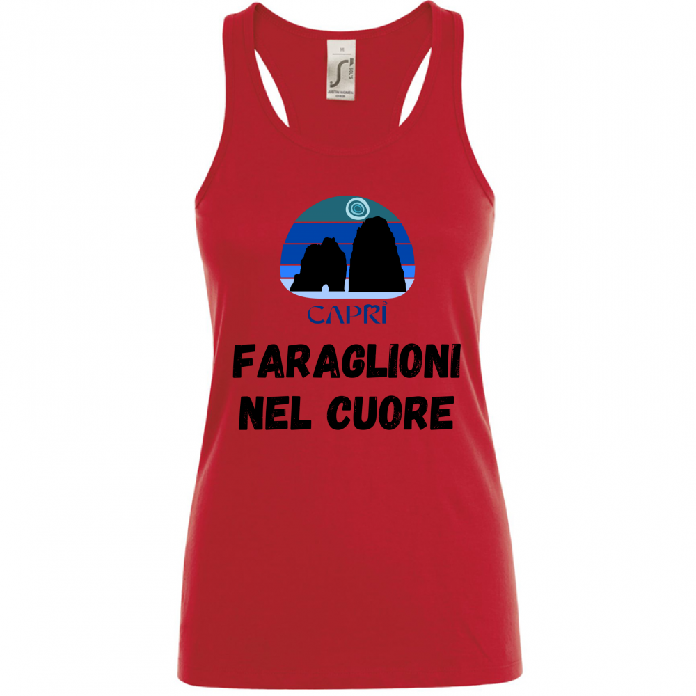 Canotta Donna FARAGLIONI DI CAPRI NEL CUORE SCRITTA NERA