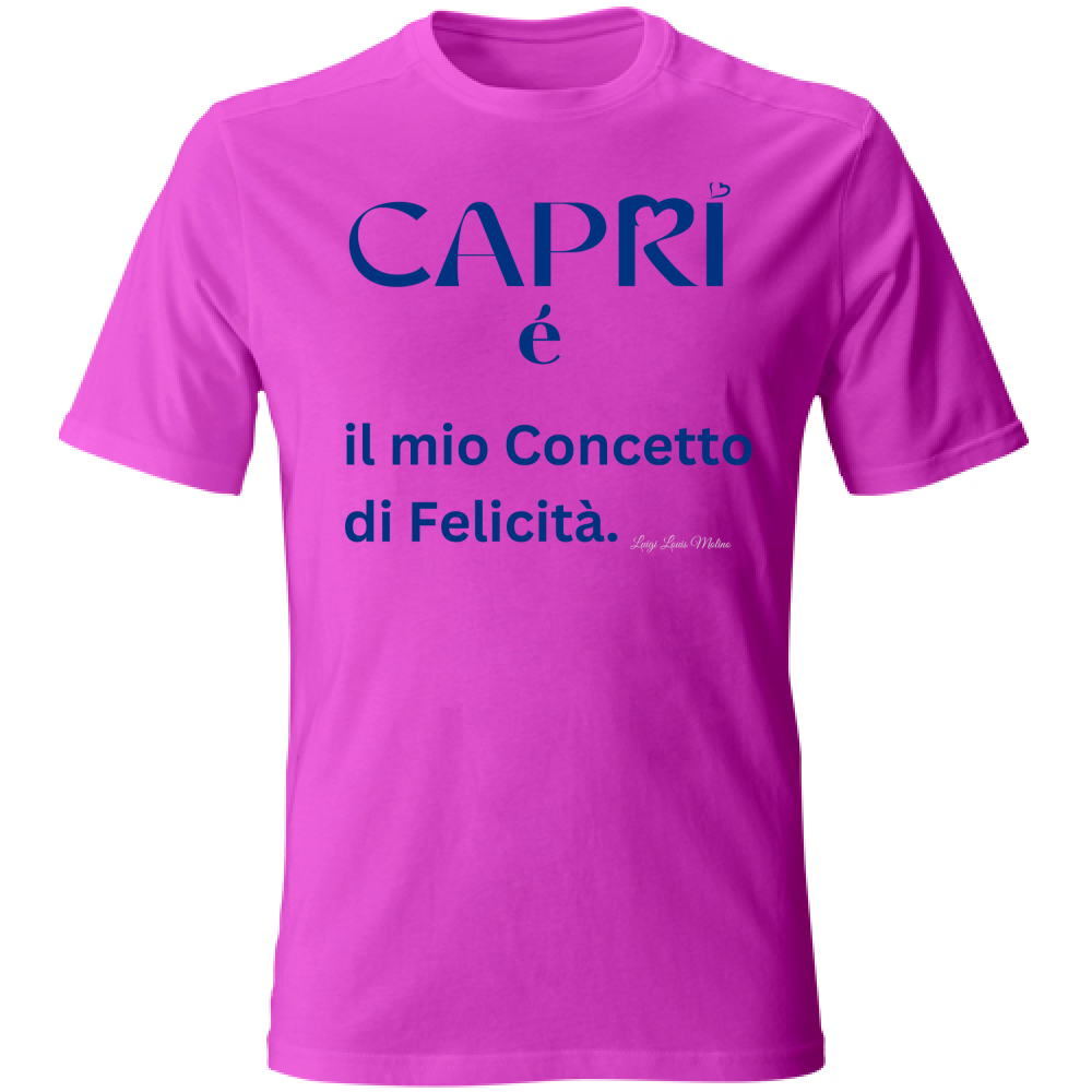 T-Shirt Bambino Capri é il mio concetto di Felicità scritta Blue