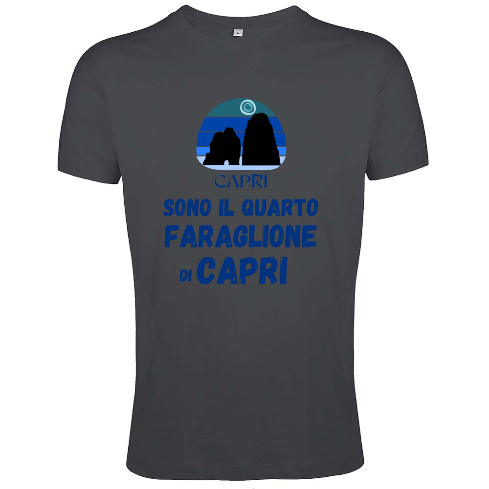 T-Shirt Men Fit SONO IL QUARTO FARAGLIONE DI CAPRI SCRITTA BLUE