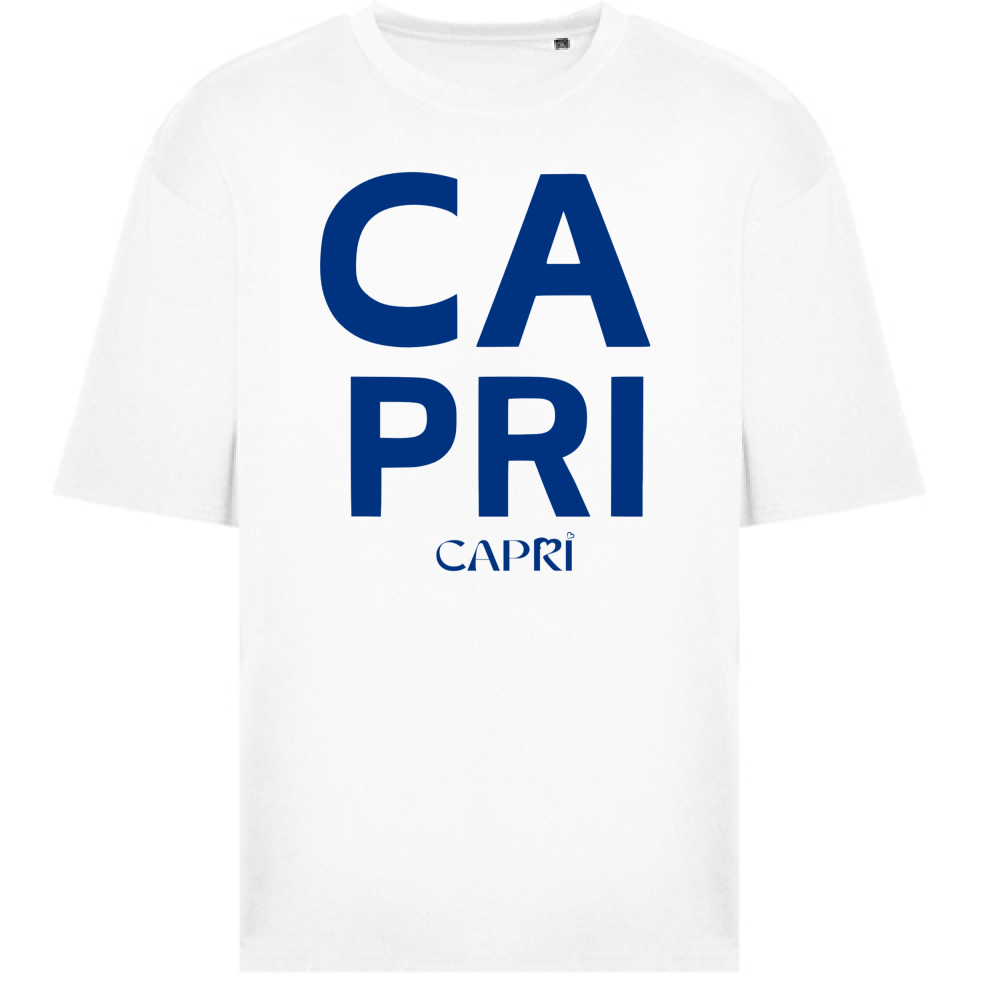 T-Shirt Oversize CAPRI DESIGN SCRITTA BLUE