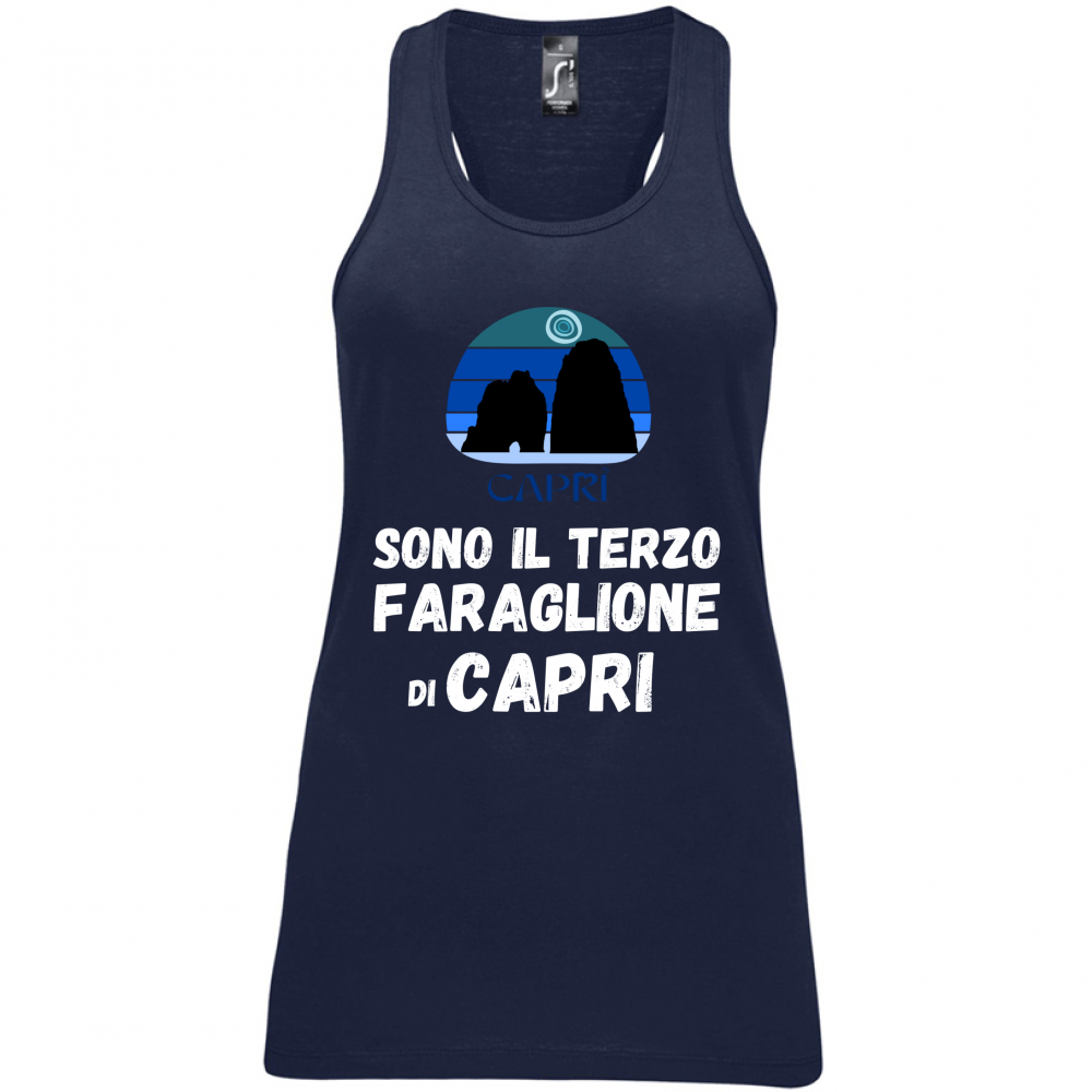 Canotta Donna SONO IL TERZO FARAGLIONE DI CAPRI SCRITTA BIANCA