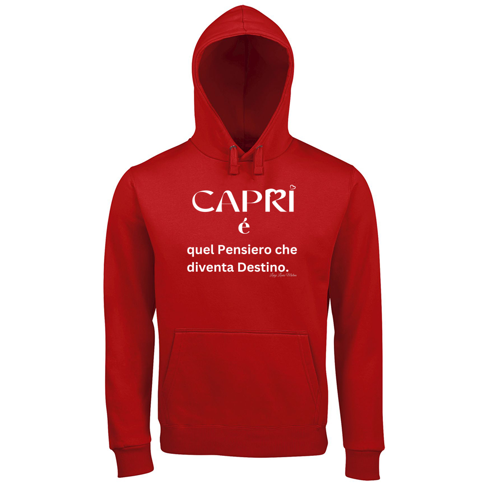 Hoodie Premium Men Capri quel Pensiero che diventa Destino scritta bi