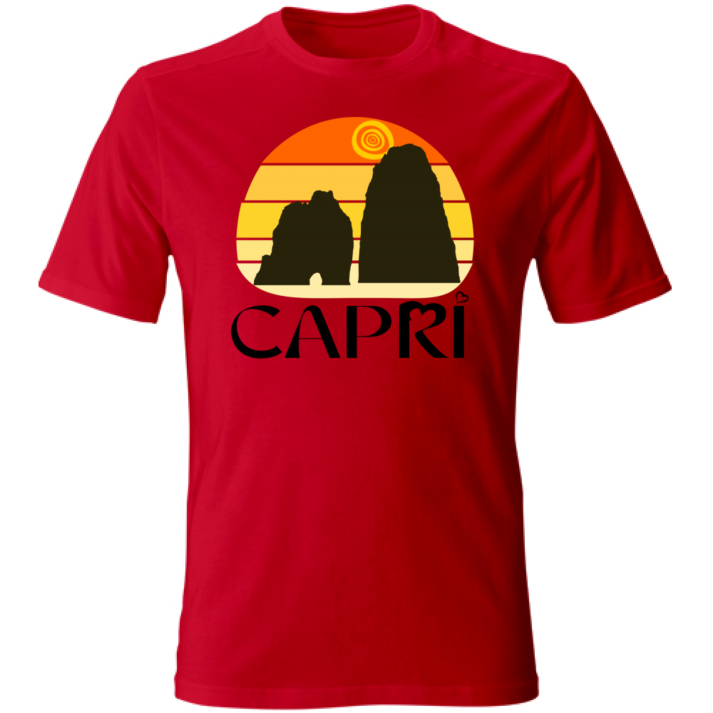 T-Shirt Unisex CAPRI TRAMONTO VINTAGE SCRITTA NERA