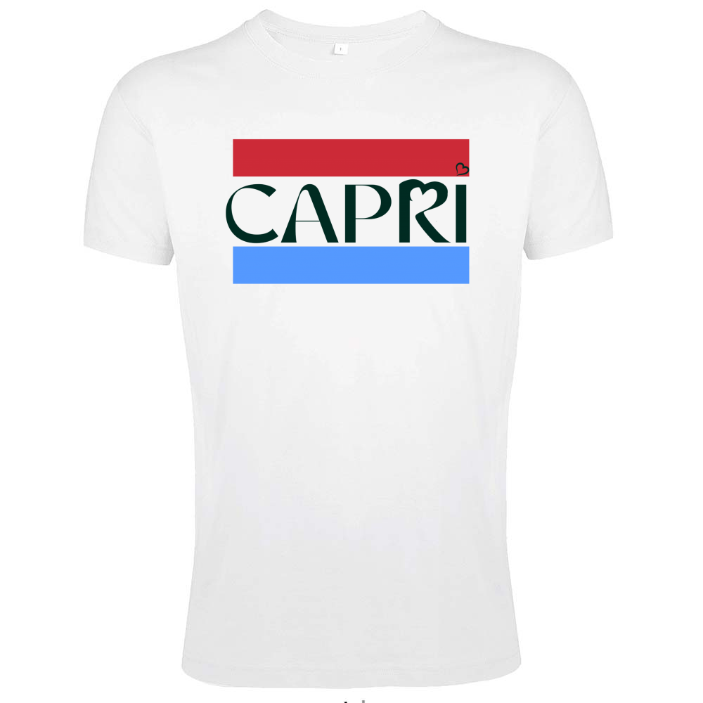 T-Shirt Men Fit CAPRI FASCIA ROSSO BLUE SCRITTA NERA
