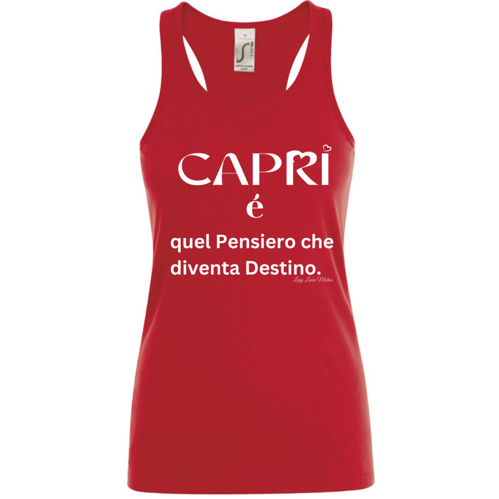 Canotta Donna Capri quel Pensiero che diventa Destino scritta bi