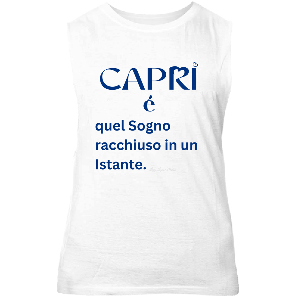 Canotta Unisex Capri Sogno racchiuso in un istante scritta Blue