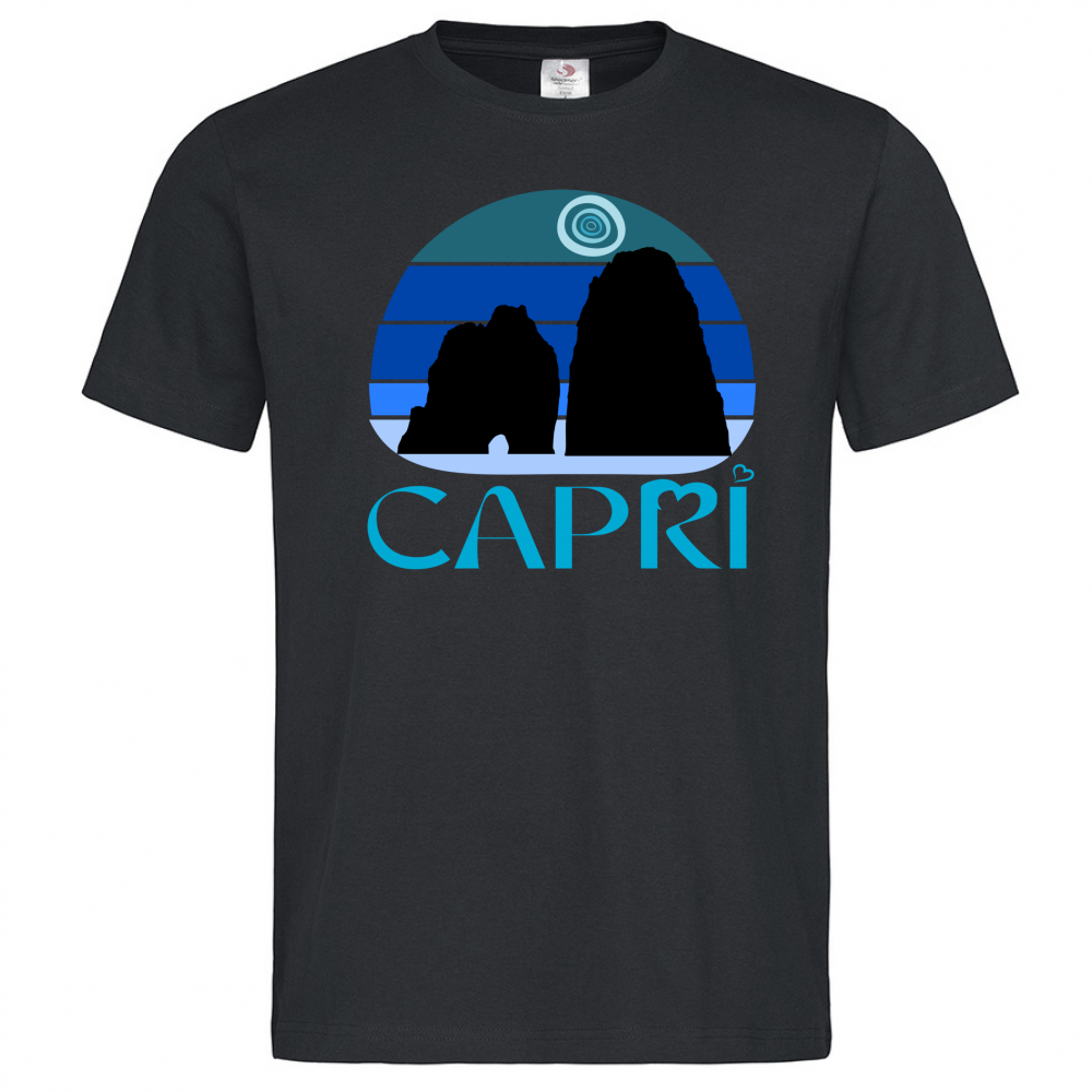 T-Shirt Men Premium CAPRI VINTAGE TRAMONTO AZZURRATO