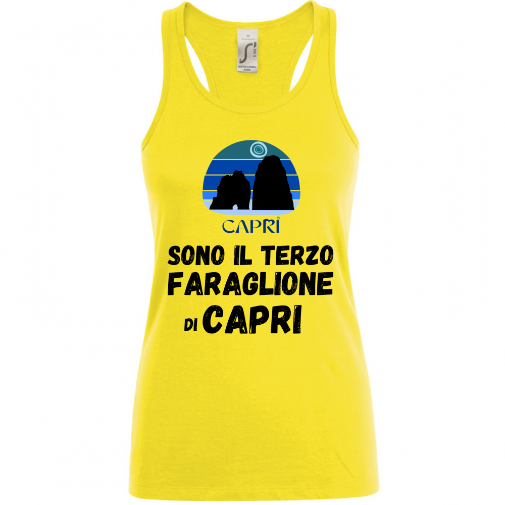 Canotta Donna SONO IL TERZO FARAGLIONE DI CAPRI SCRITTA NERA