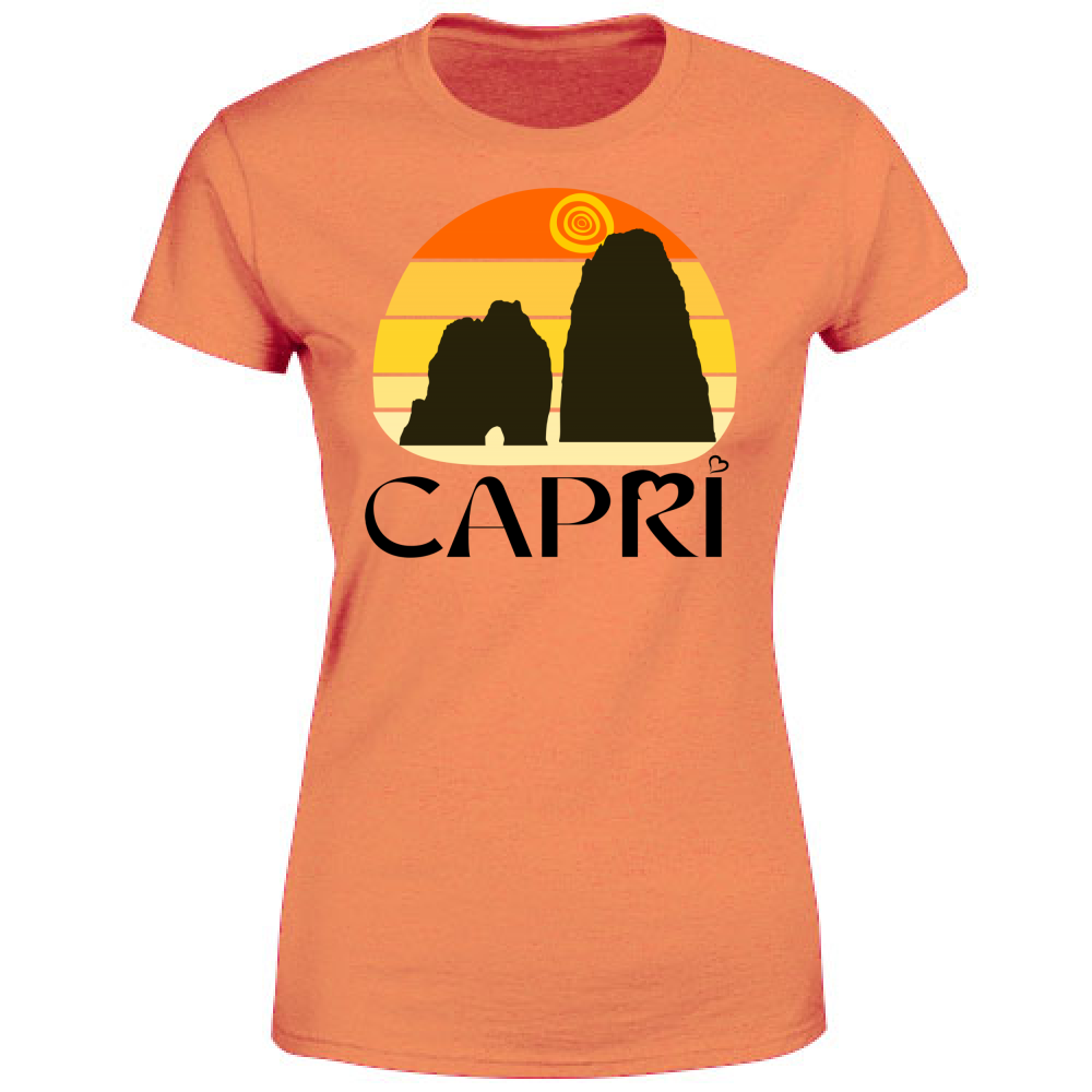 T-Shirt Donna CAPRI TRAMONTO VINTAGE SCRITTA NERA