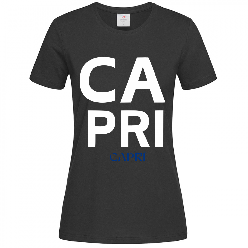 T-Shirt Women Premium CAPRI DESIGN SCRITTA BIANCA