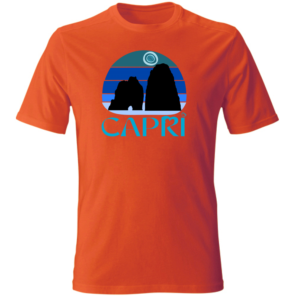 T-Shirt Unisex CAPRI VINTAGE TRAMONTO AZZURRATO