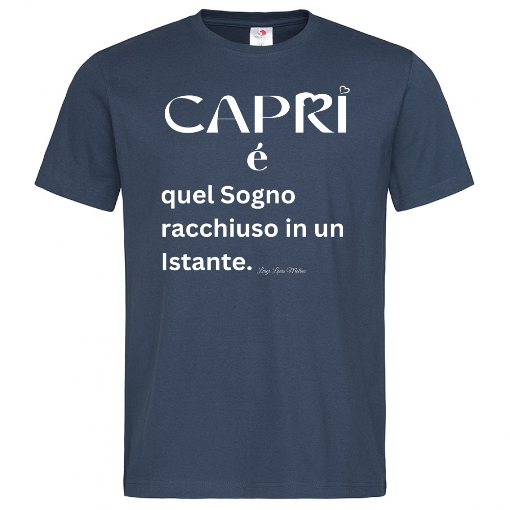 T-Shirt Men Premium Capri Sogno racchiuso in un istante scritta bianca