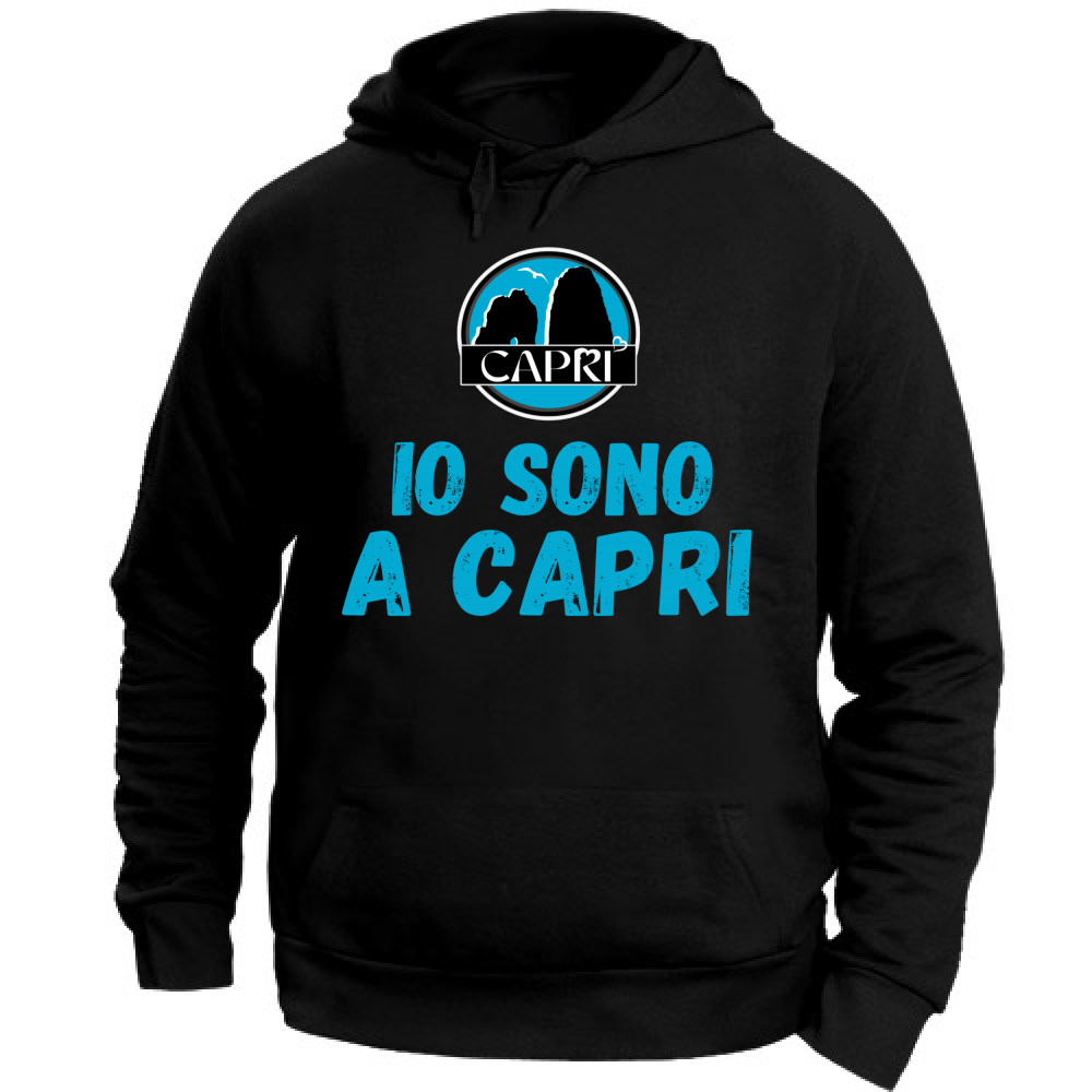 Felpa con Cappuccio Unisex Large IO SONO A CAPRI SCRITTA AZZURRA
