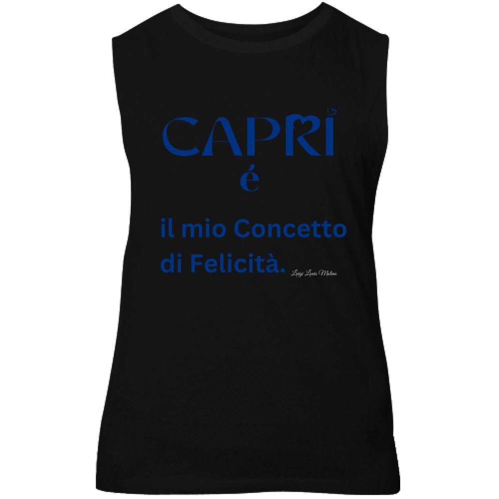 Canotta Unisex Capri é il mio concetto di Felicità scritta Blue