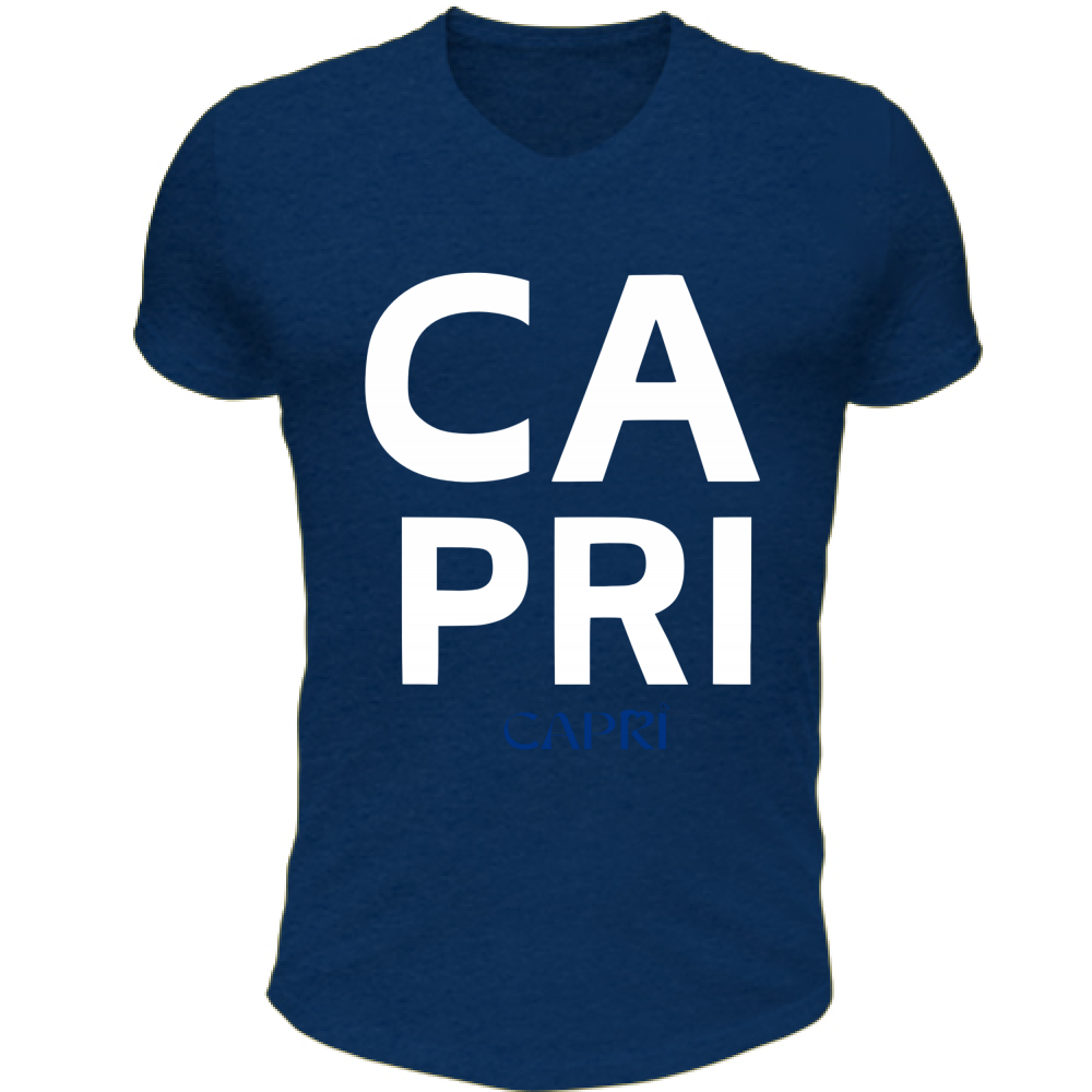 T-Shirt Unisex Scollo V CAPRI DESIGN SCRITTA BIANCA
