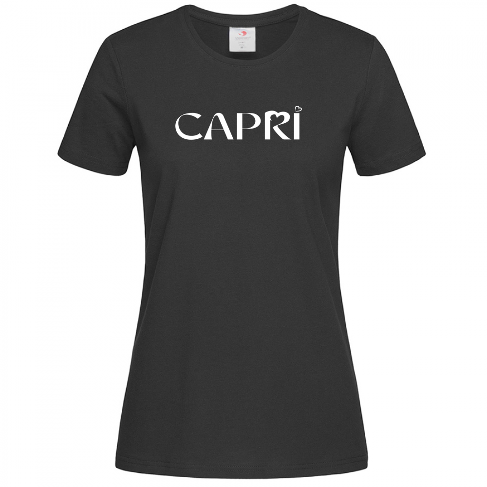 T-Shirt Women Premium CAPRI MINIMAL SCRITTA BIANCA