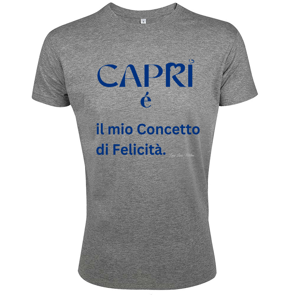 T-Shirt Men Fit Capri é il mio concetto di Felicità scritta Blue