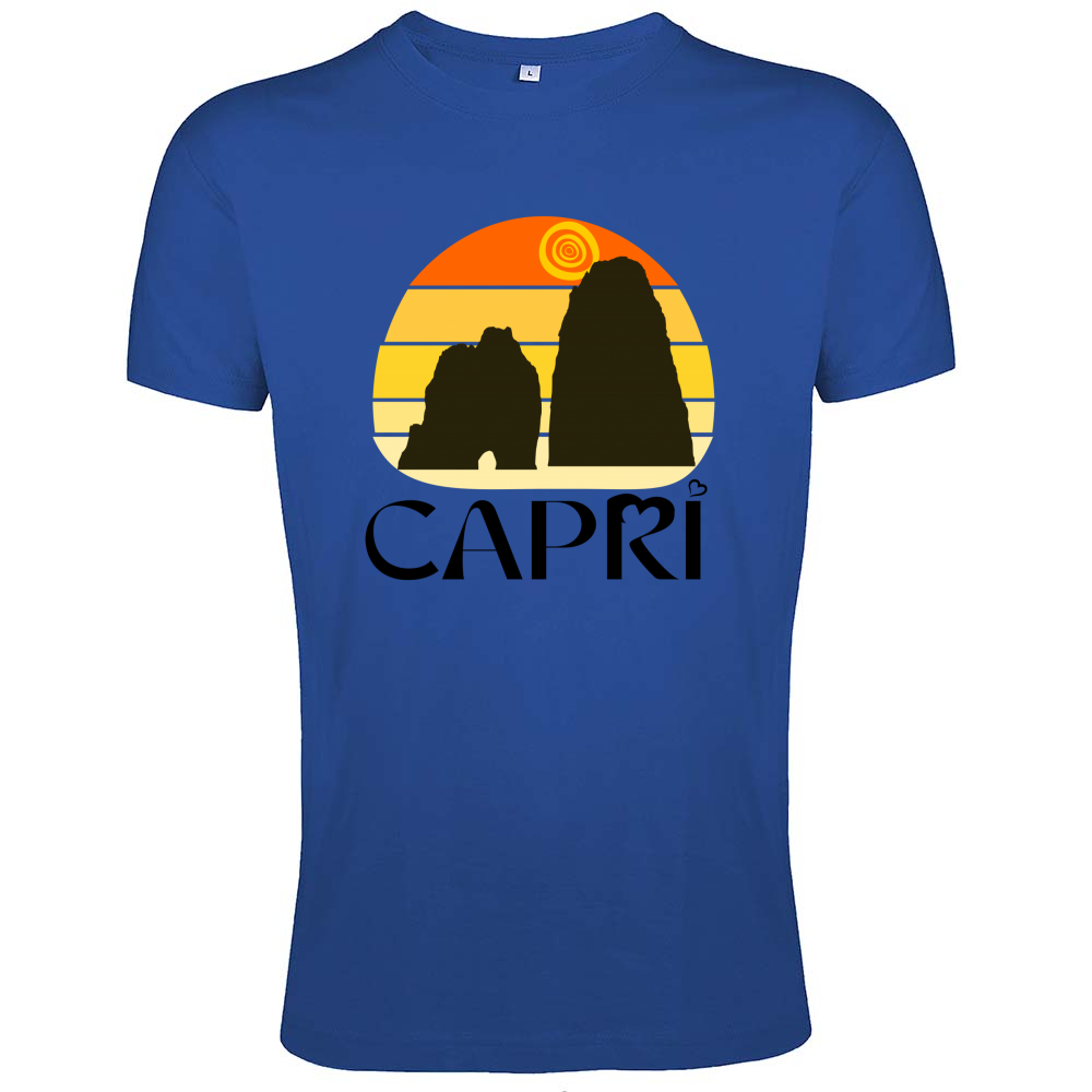T-Shirt Men Fit CAPRI SUNSET VINTAGE BLACK WRITING
