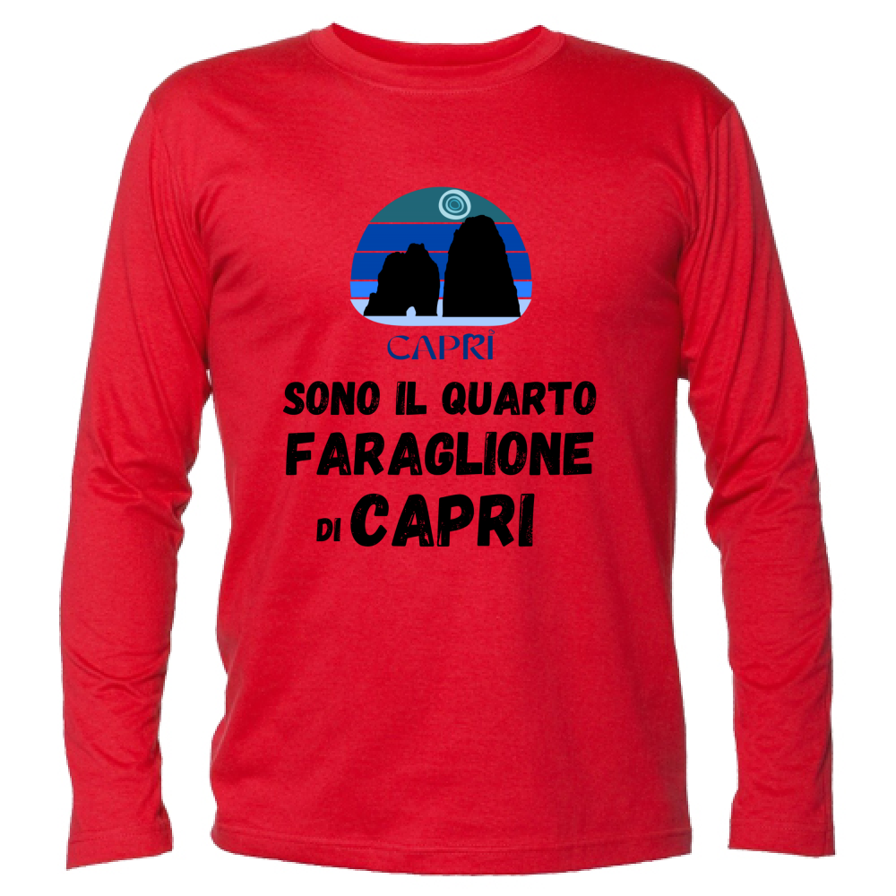 T-Shirt Unisex Manica Lunga SONO IL QUARTO FARAGLIONE DI CAPRI SCRITTA NERA