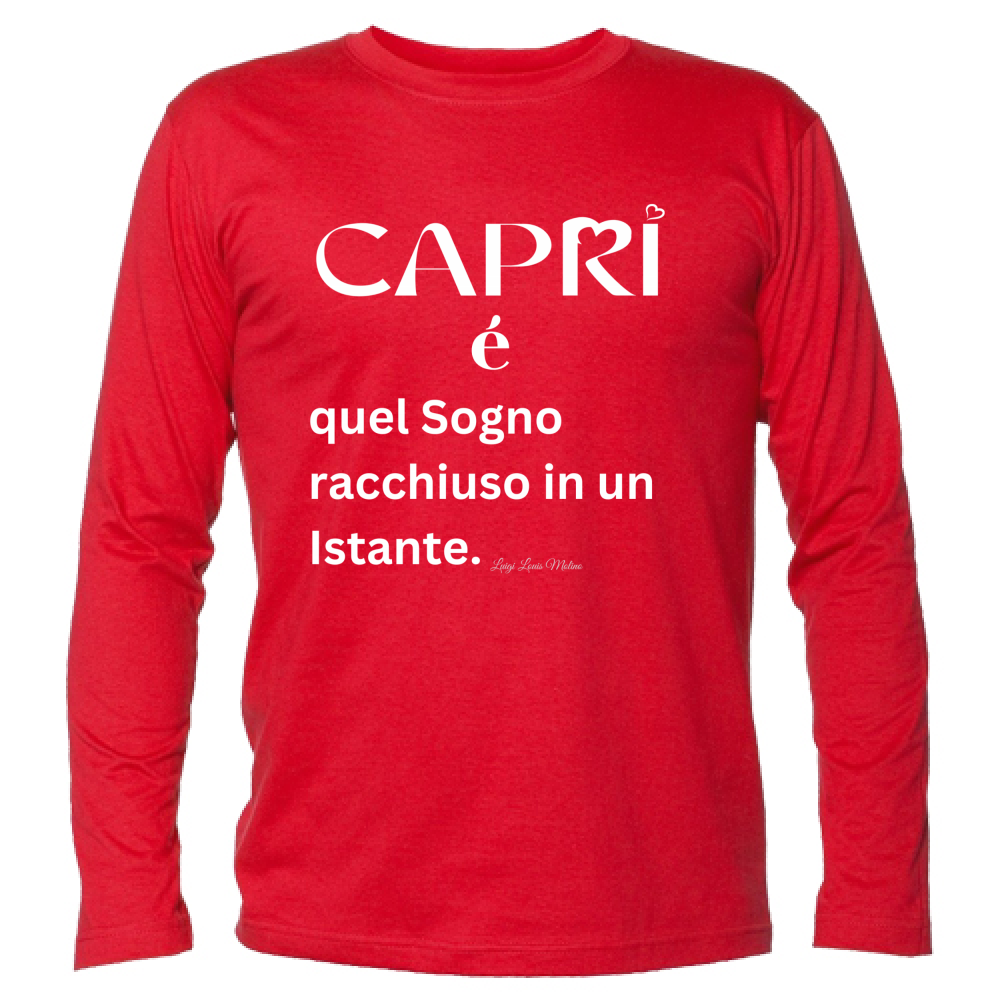 T-Shirt Unisex Manica Lunga Capri Sogno racchiuso in un istante scritta bianca