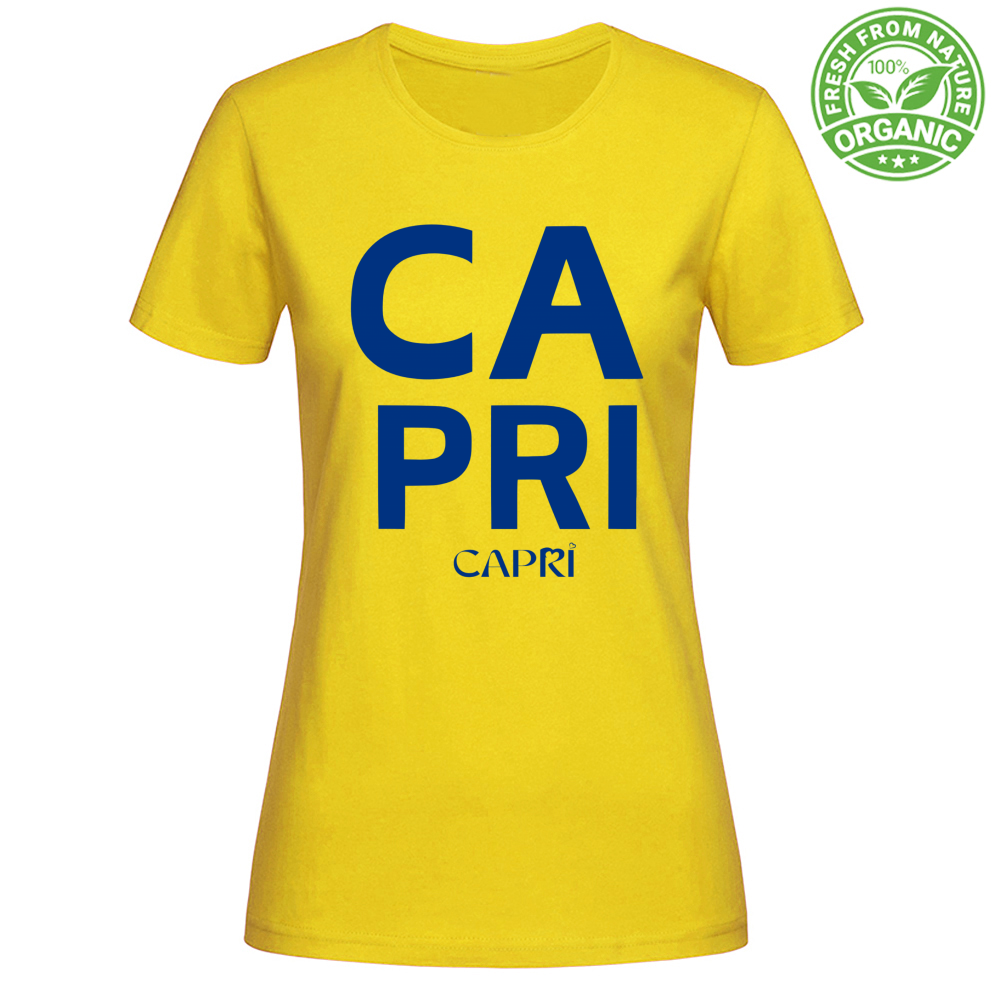 T-Shirt Woman Organic CAPRI DESIGN SCRITTA BLUE