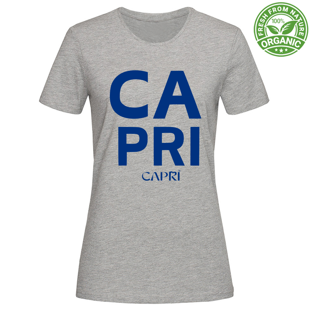 T-Shirt Woman Organic CAPRI DESIGN SCRITTA BLUE