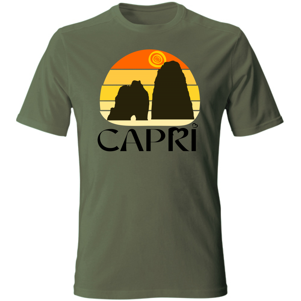 T-Shirt Unisex CAPRI TRAMONTO VINTAGE SCRITTA NERA