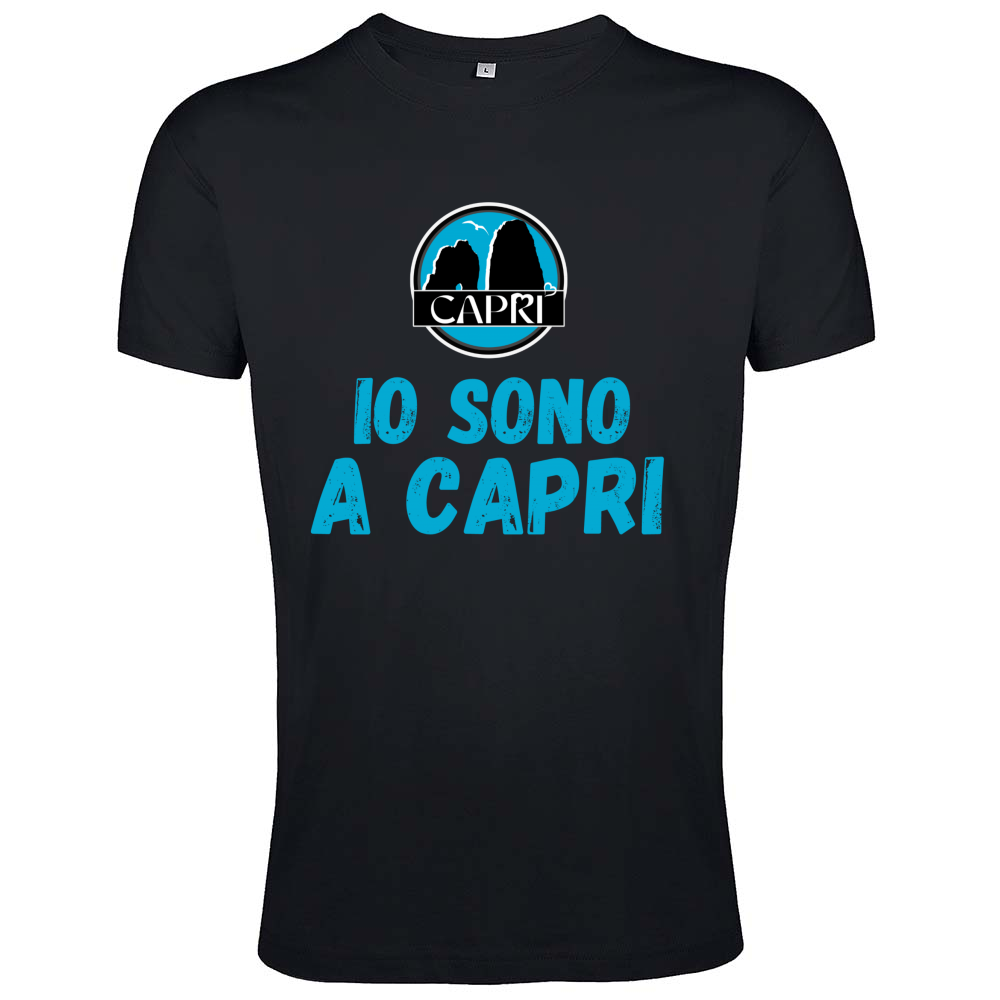 T-Shirt Men Fit IO SONO A CAPRI SCRITTA AZZURRA