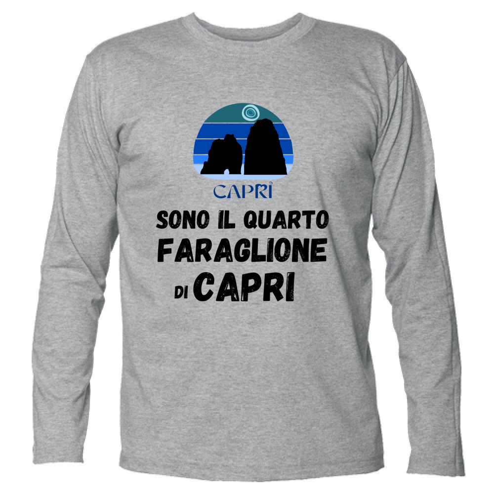 T-Shirt Unisex Manica Lunga SONO IL QUARTO FARAGLIONE DI CAPRI SCRITTA NERA