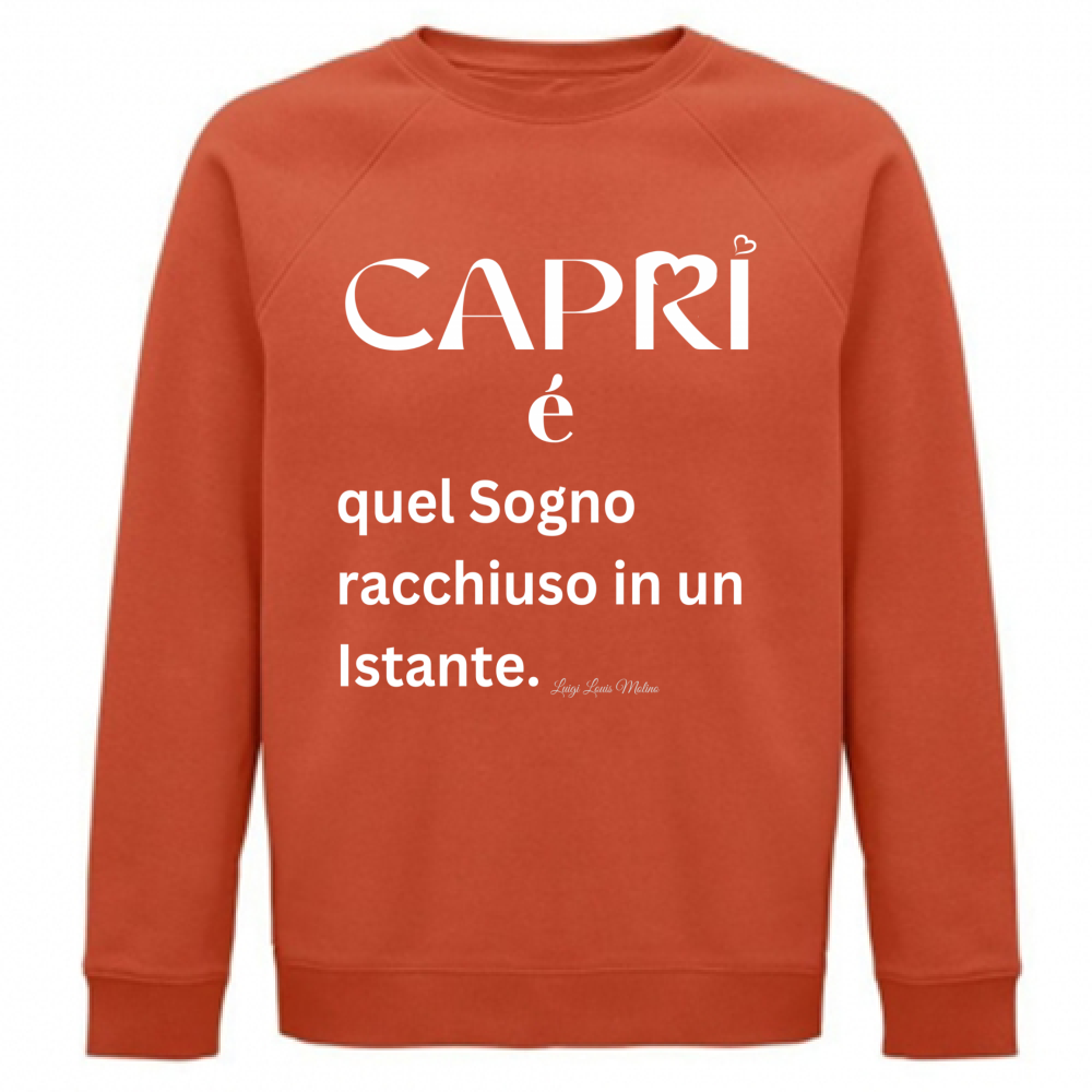 Felpa Unisex Organica Capri Sogno racchiuso in un istante scritta bianca