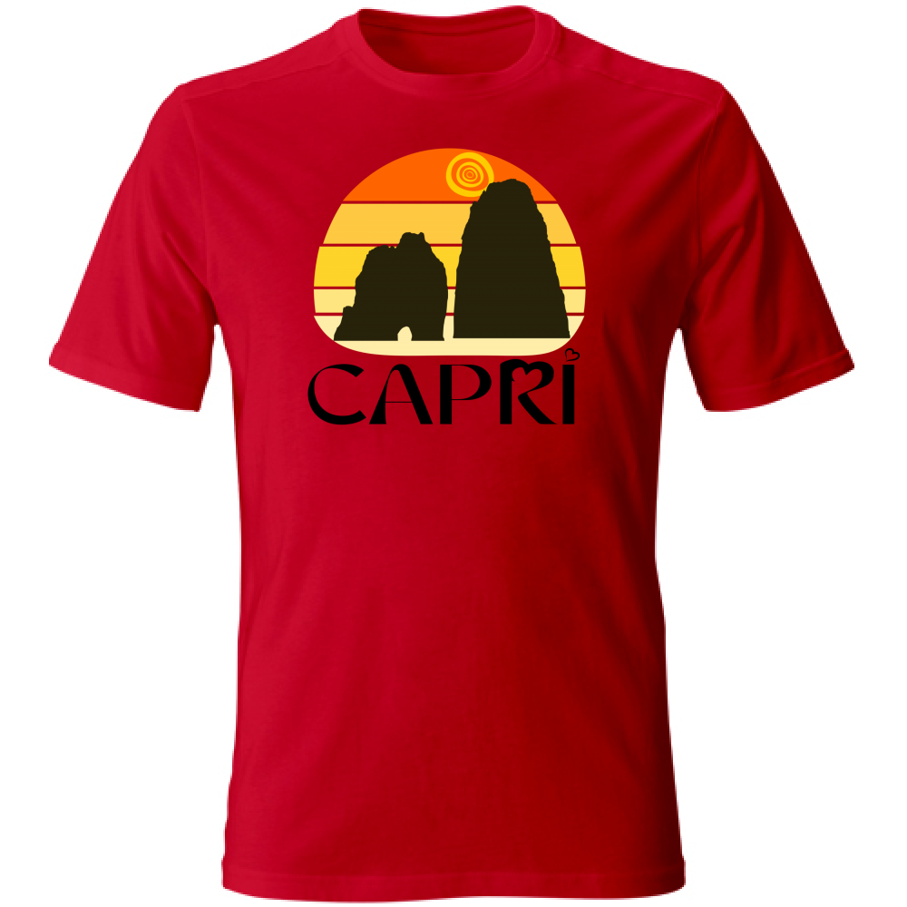 Unisex Large T-Shirt CAPRI SUNSET VINTAGE BLACK WRITING