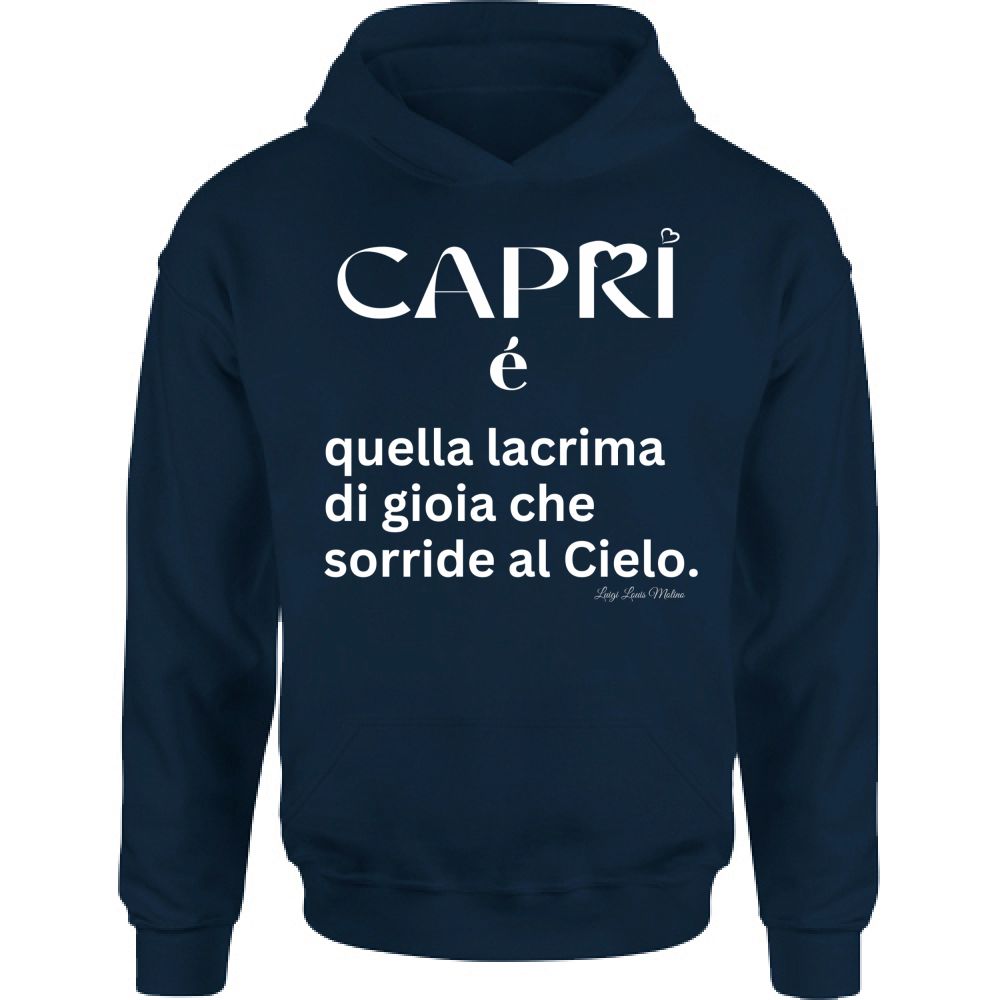 Felpa Bambino con Cappuccio Capri é quella lacrima di gioia scritta bianca