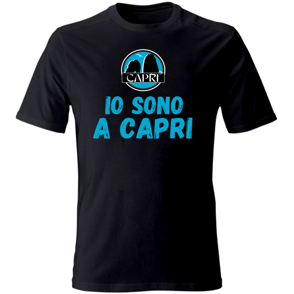 T-Shirt Unisex Large IO SONO A CAPRI SCRITTA AZZURRA