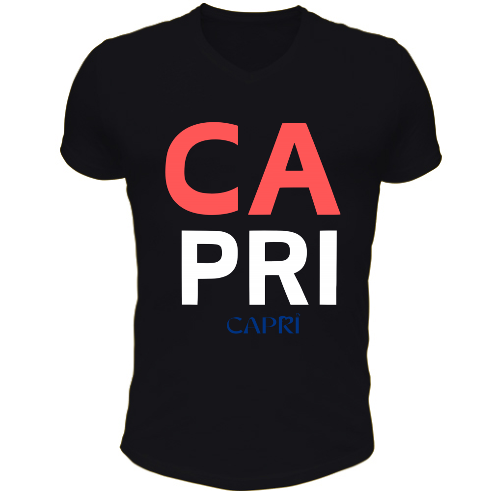 T-Shirt Unisex Scollo V CAPRI DESIGN SCRITTA ROSSA