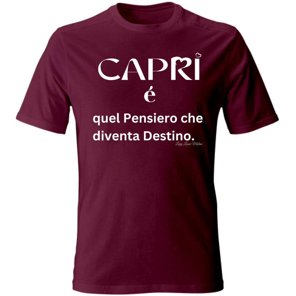 T-Shirt Unisex Capri quel Pensiero che diventa Destino scritta bi