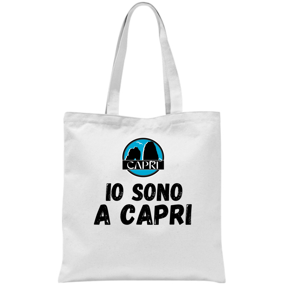 Borsa IO SONO A CAPRI SCRITTA NERA