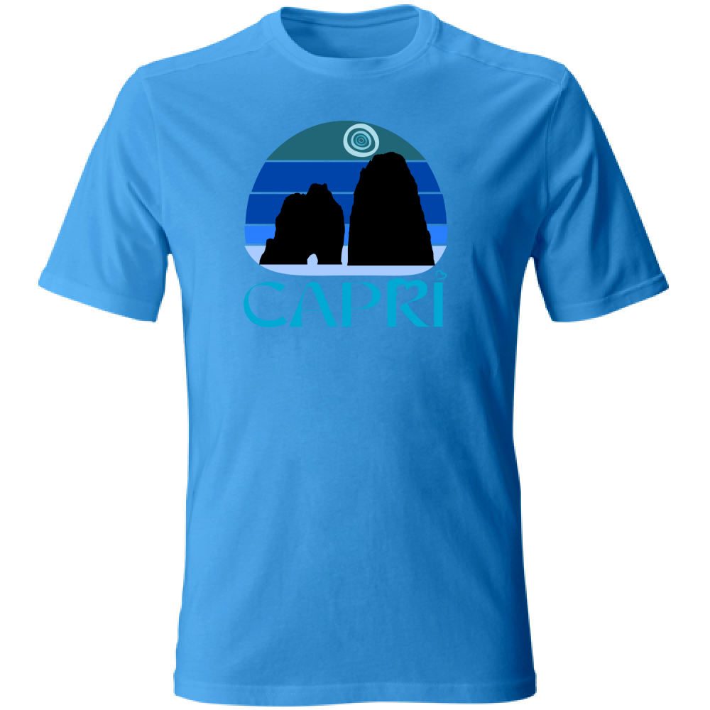 T-Shirt Unisex CAPRI VINTAGE TRAMONTO AZZURRATO