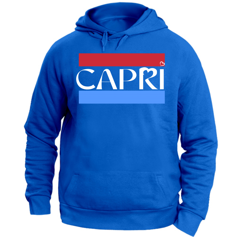 Felpa Unisex con Cappuccio CAPRI FASCIA ROSSO BLUE BIANCO