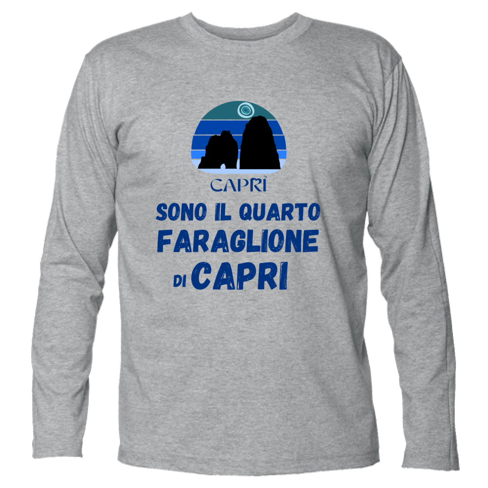 T-Shirt Unisex Manica Lunga SONO IL QUARTO FARAGLIONE DI CAPRI SCRITTA BLUE