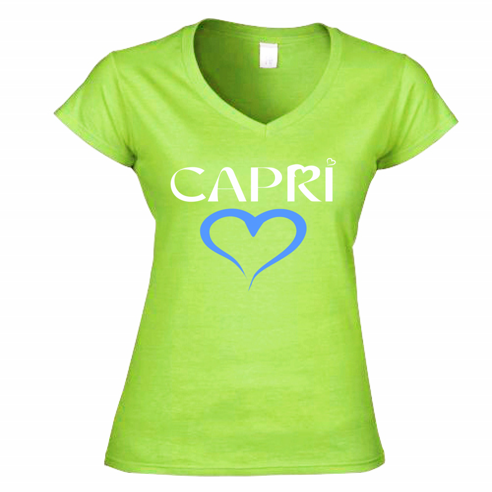 T-Shirt Donna Scollo V CAPRI CUORE AZZURRO