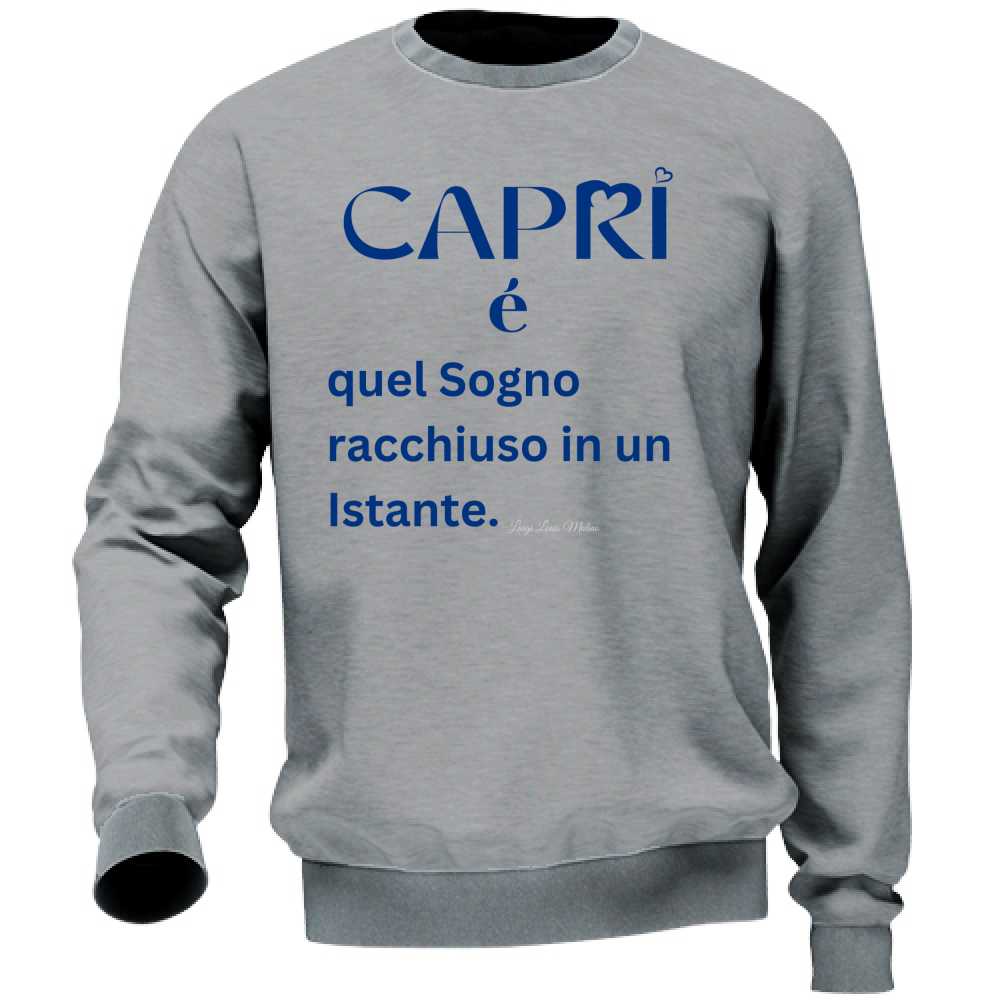 Felpa Unisex Capri Sogno racchiuso in un istante scritta Blue