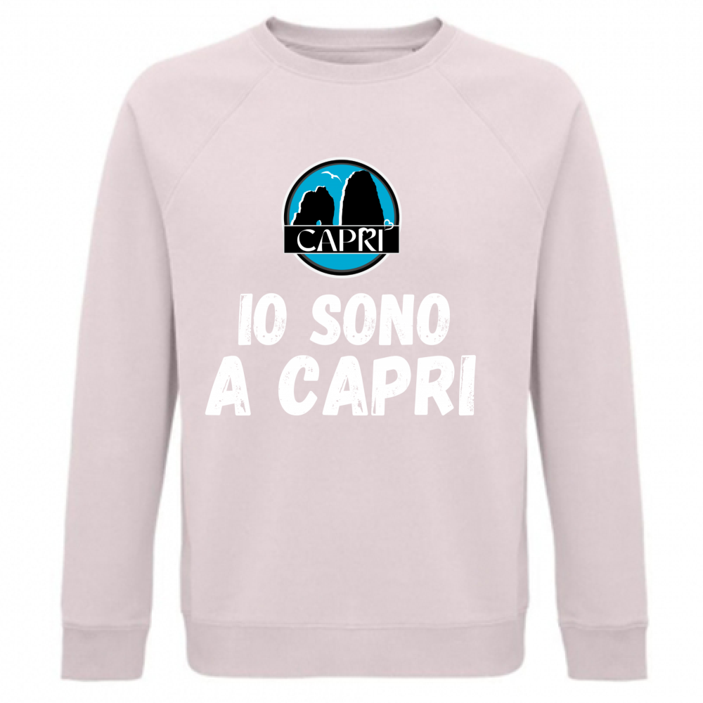 Felpa Unisex Organica IO SONO A CAPRI SCRITTA BIANCA