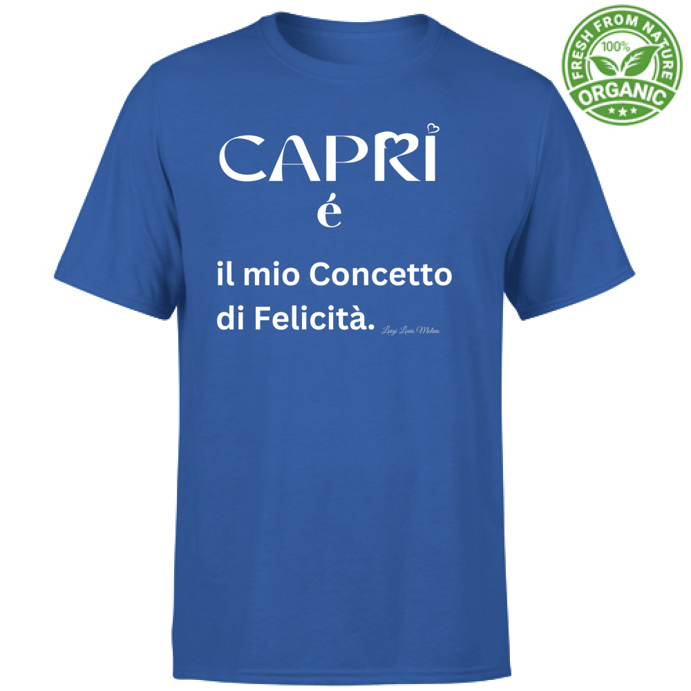 T-Shirt Bambino Organic Capri é il mio concetto di Felicità scritta Bian